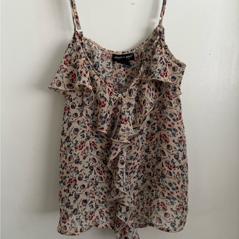 About A Girl Floral Camisole - Cream and Red